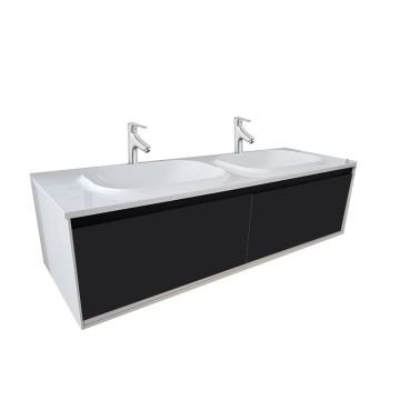 Set mobilier cu lavoar Pandora, Kolpasan, 150 cm, black stone