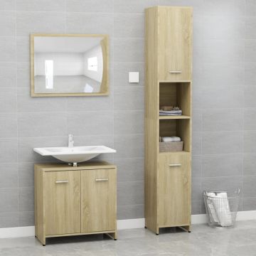 Set mobilier de baie 3 piese stejar Sonoma PAL