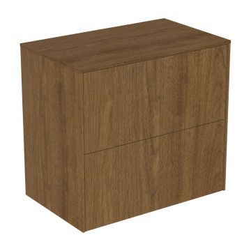 Dulap baza suspendat Ideal Standard Atelier Conca 2 sertare cu blat 60 cm finisaj nuc inchis