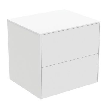Dulap baza suspendat Ideal Standard Atelier Conca alb mat 2 sertare cu blat 60 cm