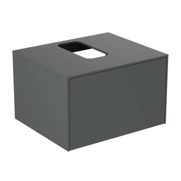 Dulap baza suspendat Ideal Standard Atelier Conca antracit mat 1 sertar si blat cu decupaj central 60 cm