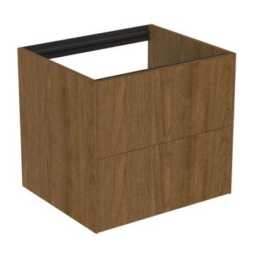 Dulap baza suspendat Ideal Standard Atelier Conca finisaj nuc inchis 2 sertare 60 cm
