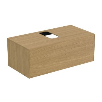 Dulap baza suspendat Ideal Standard Atelier Conca finisaj stejar deschis 1 sertar si blat cu decupaj central 100 cm