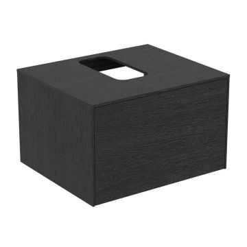 Dulap baza suspendat Ideal Standard Atelier Conca finisaj stejar inchis 1 sertar si blat cu decupaj central 60 cm