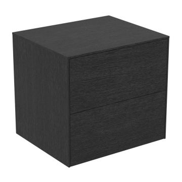 Dulap baza suspendat Ideal Standard Atelier Conca finisaj stejar inchis 2 sertare cu blat 60 cm