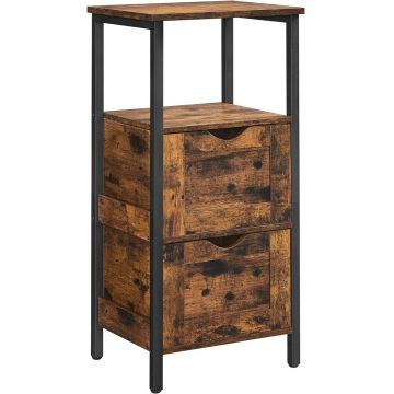 Dulap ingust pentru baie, Vasagle, 37 x 30 x 80 cm, PAL, maro rustic/negru