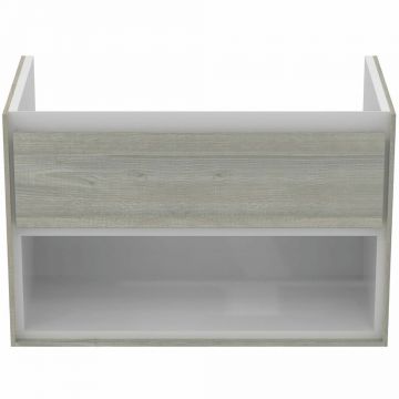 Dulap suspendat pentru lavoar gri deschis lemn Ideal Standard Connect Air 80 cm cu spatiu depozitare