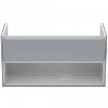 Dulap suspendat pentru lavoar gri deschis mat Ideal Standard Connect Air 100 cm cu spatiu depozitare