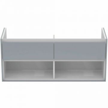 Dulap suspendat pentru lavoar gri deschis mat Ideal Standard Connect Air 120 cm cu spatiu depozitare
