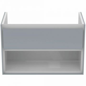 Dulap suspendat pentru lavoar gri deschis mat Ideal Standard Connect Air 80 cm cu spatiu depozitare