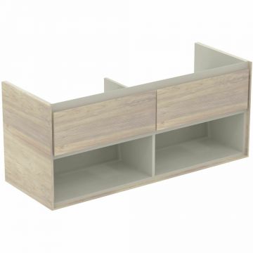 Dulap suspendat pentru lavoar maro deschis lemn Ideal Standard Connect Air 120 cm cu spatiu depozitare