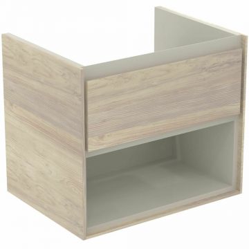 Dulap suspendat pentru lavoar maro deschis lemn Ideal Standard Connect Air 60 cm cu spatiu depozitare