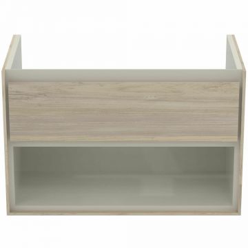 Dulap suspendat pentru lavoar maro deschis lemn Ideal Standard Connect Air 80 cm cu spatiu depozitare