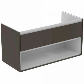 Dulap suspendat pentru lavoar maro inchis lemn Ideal Standard Connect Air 100 cm cu spatiu depozitare