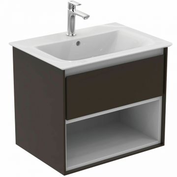 Dulap suspendat pentru lavoar maro inchis lemn Ideal Standard Connect Air 60 cm cu spatiu depozitare