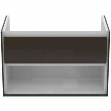 Dulap suspendat pentru lavoar maro inchis lemn Ideal Standard Connect Air 80 cm cu spatiu depozitare