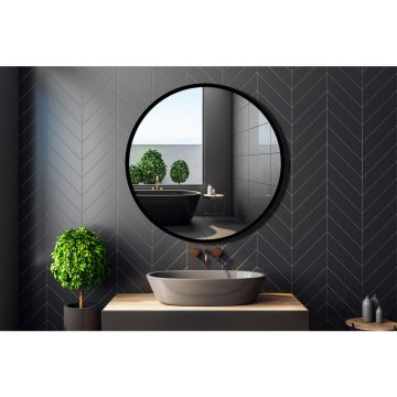 Oglinda de baie Venti Rund 80 cm negru