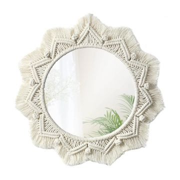 Oglinda rotunda Rea Boho 322047 bej 50 cm