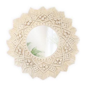 Oglinda rotunda Rea Boho 322049 bej 55 cm