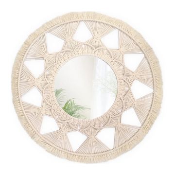 Oglinda rotunda Rea Boho 322050 bej 65 cm