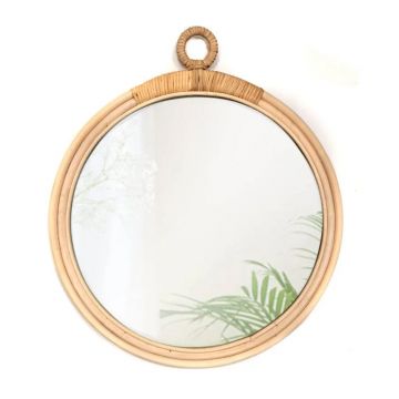 Oglinda rotunda Rea Boho 322052 rama lemn 40 cm