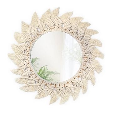 Oglinda rotunda Rea Boho 322086 bej 50 cm