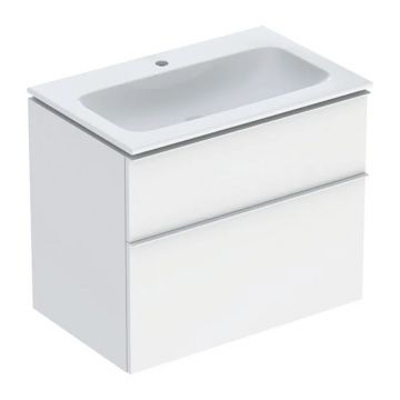 Set dulap baza suspendat Geberit iCon alb mat 2 sertare si lavoar 75 cm alb