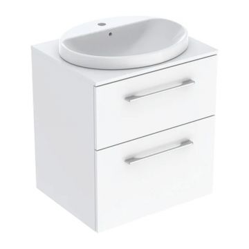 Set dulap baza suspendat Geberit Selnova Square alb lucios 2 sertare si lavoar 60 cm