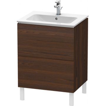 Dulap baza pe pardoseala Duravit L-Cube cu doua sertare 62cm furnir nuc periat