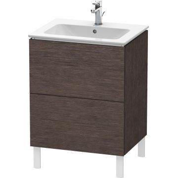 Dulap baza pe pardoseala Duravit L-Cube cu doua sertare 62cm furnir stejar inchis periat