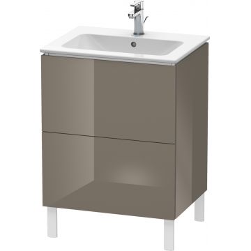 Dulap baza pe pardoseala Duravit L-Cube cu doua sertare 62cm gri flanel lucios