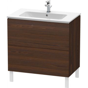 Dulap baza pe pardoseala Duravit L-Cube cu doua sertare 82cm furnir nuc periat