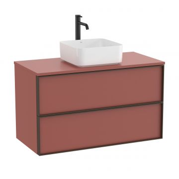 Dulap baza Roca Inspira pentru lavoare pe blat doua sertare 100cm rosu terracota