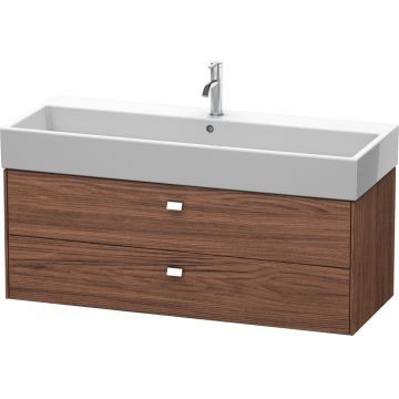 Dulap baza suspendat Duravit Brioso 1184x442mm cu doua sertare nuc inchis decor manere crom