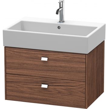 Dulap baza suspendat Duravit Brioso 684x442mm cu doua sertare nuc inchis decor manere crom