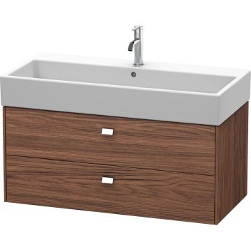 Dulap baza suspendat Duravit Brioso 984x442mm cu doua sertare nuc inchis decor manere crom