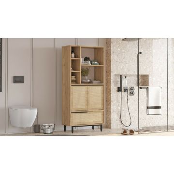 Dulap pentru baie ON9C, 74.8x35.5x149.6 CM - Nuc