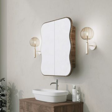 Dulap suspendat pentru baie cu oglinda Day Dream, 60x14x70 cm - Nuc