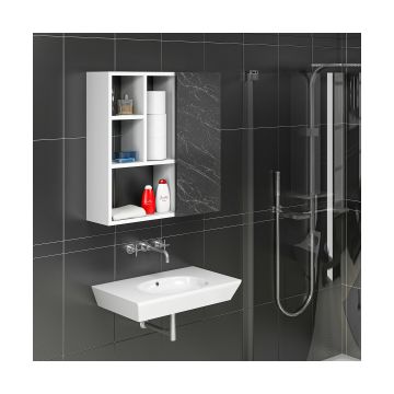 Dulap suspendat pentru baie Secret, 60x22x63.6 CM - Alb/Negru