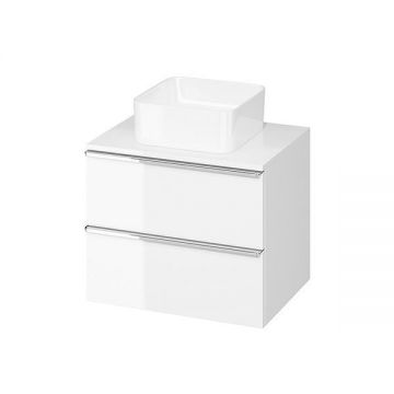 Mobilier suspendat Cersanit, Virgo 60, cu manere cromate, pentru lavoar pe blat, alb