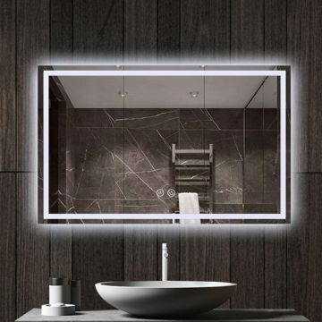 Oglinda Fluminia Ando-120 cu iluminare LED 3 culori si dezaburire, dreptunghiulara, 120x75 cm