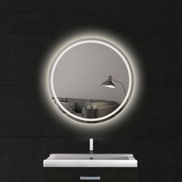 Oglinda Fluminia Ando-R60 cu iluminare LED 3 culori si dezaburire, rotunda, 60 cm