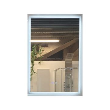 Oglinda Fluminia Siza-90 cu rama de aluminiu, iluminare LED 3 culori si dezaburire, dreptunghiulara, 60x90 cm