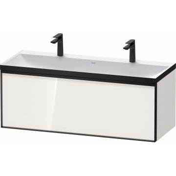 Set mobilier Duravit Vitrium cu lavoar dublu 120cm si dulap baza cu un sertar c-bonded alb lucios