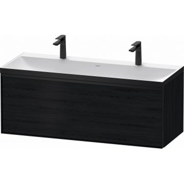 Set mobilier Duravit Vitrium cu lavoar dublu 120cm si dulap baza cu un sertar c-bonded stejar negru