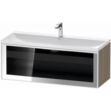 Set mobilier Duravit Vitrium cu lavoar dublu 120cm si dulap baza cu un sertar cu front sticla c-bonded iluminare interioara stejar terra