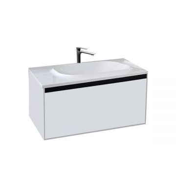 Set mobilier suspendat si lavoar Kolpasan, Pandora, 110 cm, alb lucios