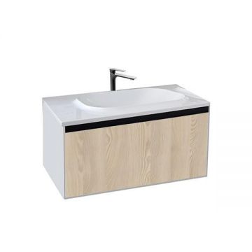Set mobilier suspendat si lavoar Kolpasan, Pandora, 110 cm, lemn natur Set mobilier suspendat si lavoar Kolpasan, Pandora, 110 cm, lemn natur