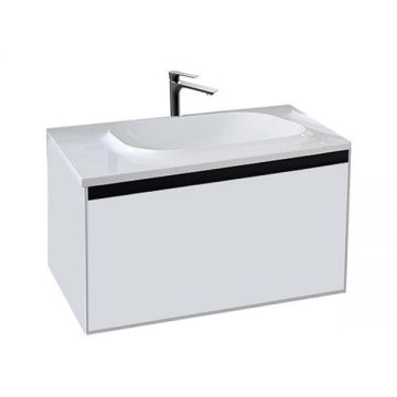 Set mobilier suspendat si lavoar Kolpasan, Pandora, 75 cm, alb