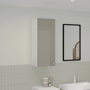 Corp Baie Zaria, Suspendat, 1 Usa, Gri Lucios/Alb, MDF, L 30 x l 22 x H 72 cm